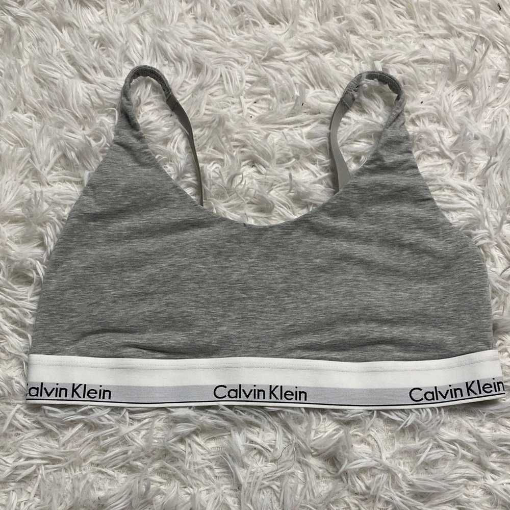Calvin Klein Heather Gray Logo Band Bralette